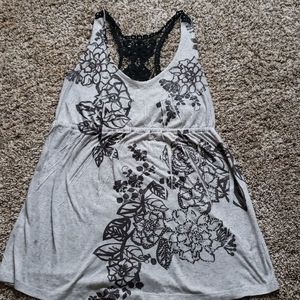 Rose rhinestone baby doll lace back tank